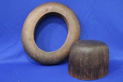Antique Man's 2-Part Wooden Hat Mold