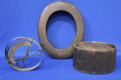 Antique Man's  2-Part Wooden Hat Mold & Sizer