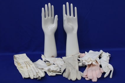 1945 Pair Porcelain Hands / Glove Store Display