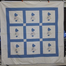 Blue Bonnet with Blue Hats and Borders Quilt