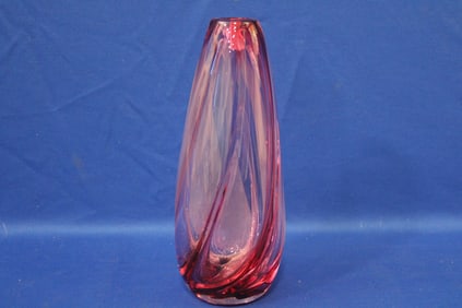 Longway Cranberry Opaque Stripes Vase