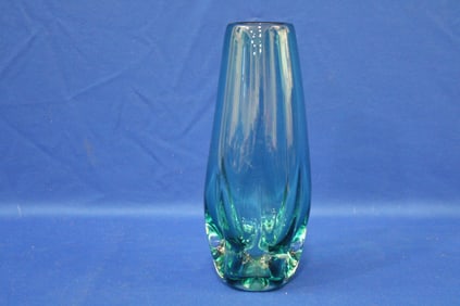 Baker / Labino Studios Blue Art Glass Vase