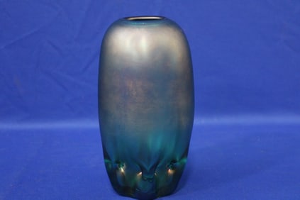 Baker Labino Studios Green Iridescent Art Glass Vase