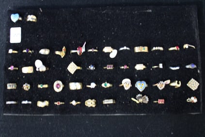 48 Lady's Rings - Several Marked Gold Electroplate