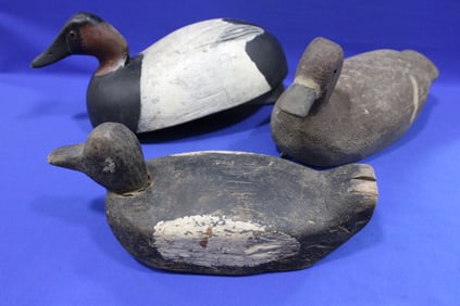 Large Carved Wood Duck Decoy Signed R W S RWS