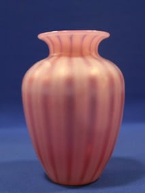 Pink Opalescent Striped Vase