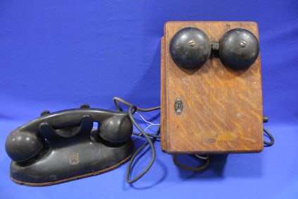 1920s Kellogg Desk Master Phone w/ Oak Call Box