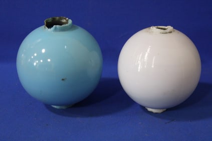 Blue & White Milk Glass Lightning Rod Balls