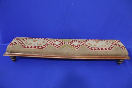 19th C Victorian Walnut & Needlepoint Kneeling Bench