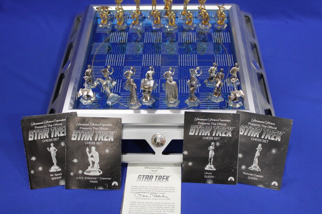 1989 Star Trek Chess Set 24K GP & SP w/ COA (1 of 2)