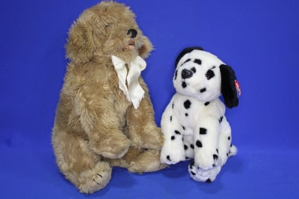 1991 Ty Large Dog Plushes - Scruffy & Dotty