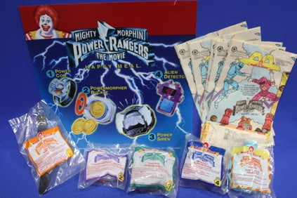 1995 McDonald's Power Rangers Sign, Toys & Bags