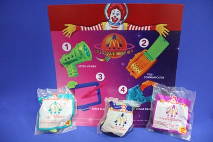 McDonald's Space Rescue Happy Meal Sign & Toys
