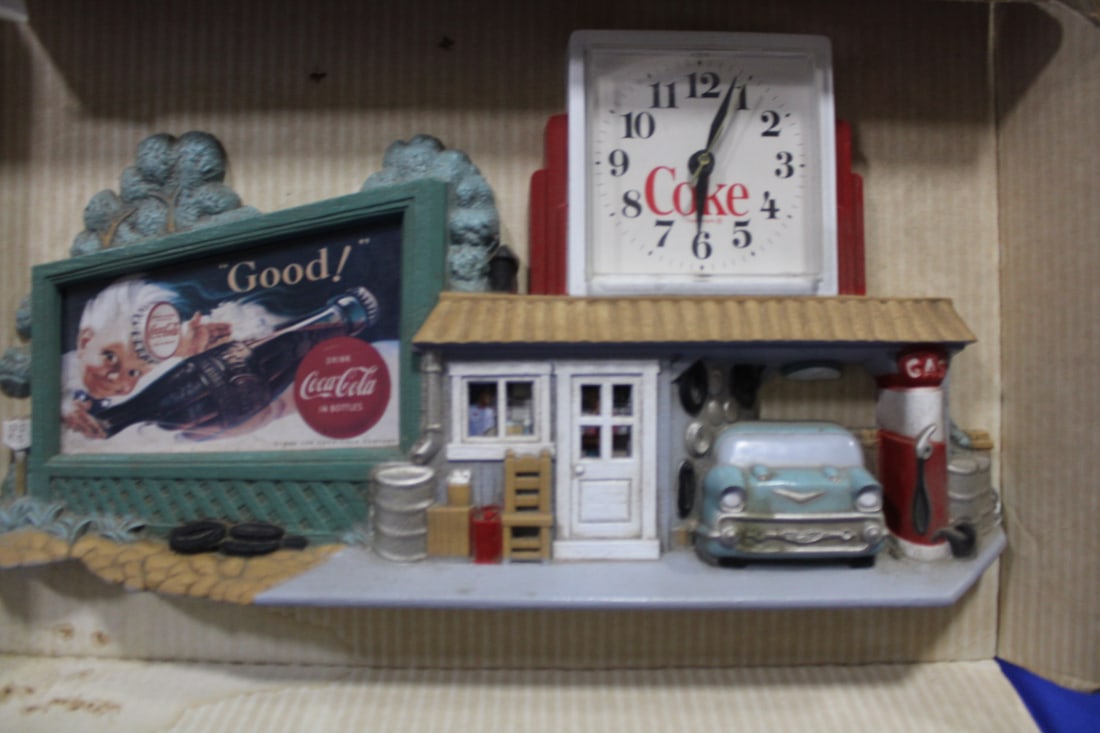 1990 Coca-Cola Clock W/ Billboard & Gas Station (1 of 1)