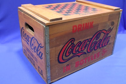 1993 Coca-Cola Wooden Crate Checker Board Lid