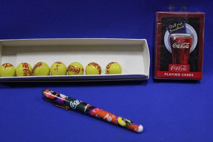 7 Coca-Cola Marbles, 1992 Pen & Playing Cards