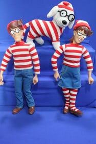 1991 Mattel Toys Wheres Waldo Dolls & Dog