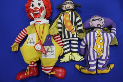 McDonald's Cloth Dolls Ronald & 2 Hamburglars