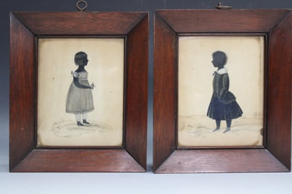 Early 1800s Pair Silhouettes of Children