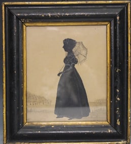 1807 Watercolor Silhouette Lady w/ Parasol