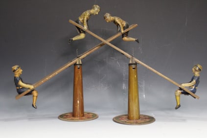 Early 1900 Buffalo Toy Co Seesaw Gravity Toys