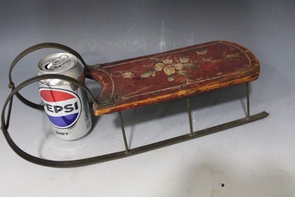 19th C Miniature Paint-Decorated Salesman Sample Sled