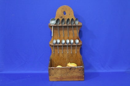 Rare Early Spoon Holder w/ Spoons & Candlebox