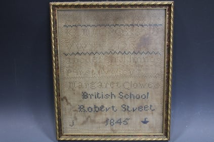1845 Framed ABC School Girl Sampler