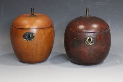 Pair Apple Tea Caddies