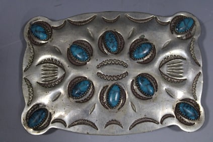 Southwest Turquoise Nickel Silver Belt Buckle