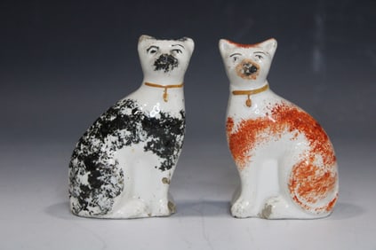 Miniature Sitting  Staffordshire Cats