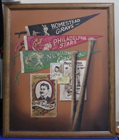 Vintage Negro League Baseball Team Painting