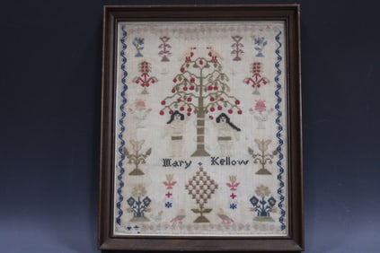 Silk on Linen Sampler w/ Apple Tree
