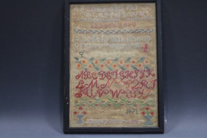Dated 1871 School Girl ABC Sampler