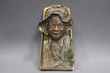 Antique Bronze Black Americana Ink Well