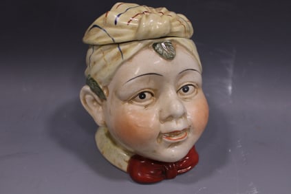 Antique Tobacco Jar Boy Wearing Turban