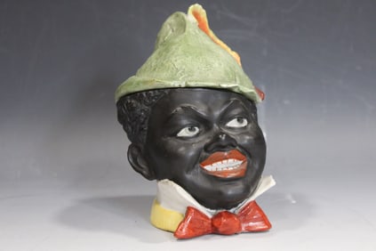 Antique Tobacco Jar Black Americana Boy