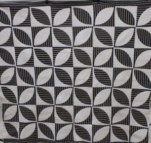 Blue & White Leaf Pattern on White Ground Quilt