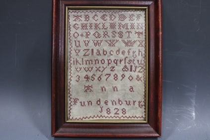 1828 Framed ABC School Girl Sampler