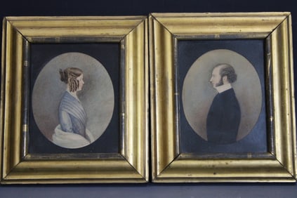 1800s Watercolor Portraits of Couple