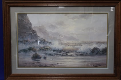 Framed Artist Signed Ocean Landscape Print