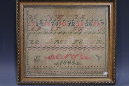 1845 ABC School Girl Needlework Sampler
