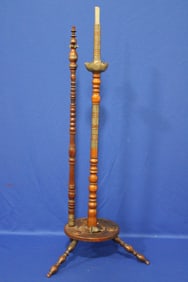Wood & Pewter Floor  Candle Stand