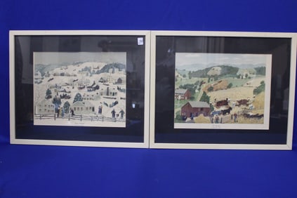 Pair Grandma Moses Prints