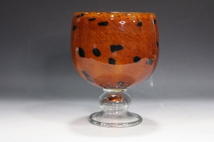 Murano Glass Orange Dotted Chalice / Vase