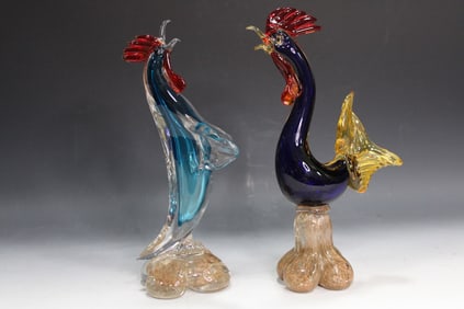 Murano Glass Roosters