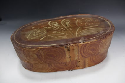 19th C Oval Paint-Decorated Pantry Box