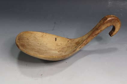 19th C Wooden Scoop w/ Deep Curve End