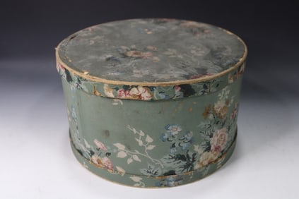 19th C Round Wallpaper Band Box