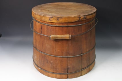 19th C Tapered Sugar Bucket w/ Original Lid